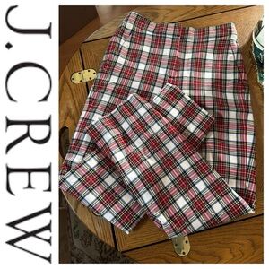 J. CREW Bi Stretch Wool Blend Snowy Stewart Tartan Plaid Pants